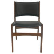 Teak Chair by Erik Buch in Black Leather