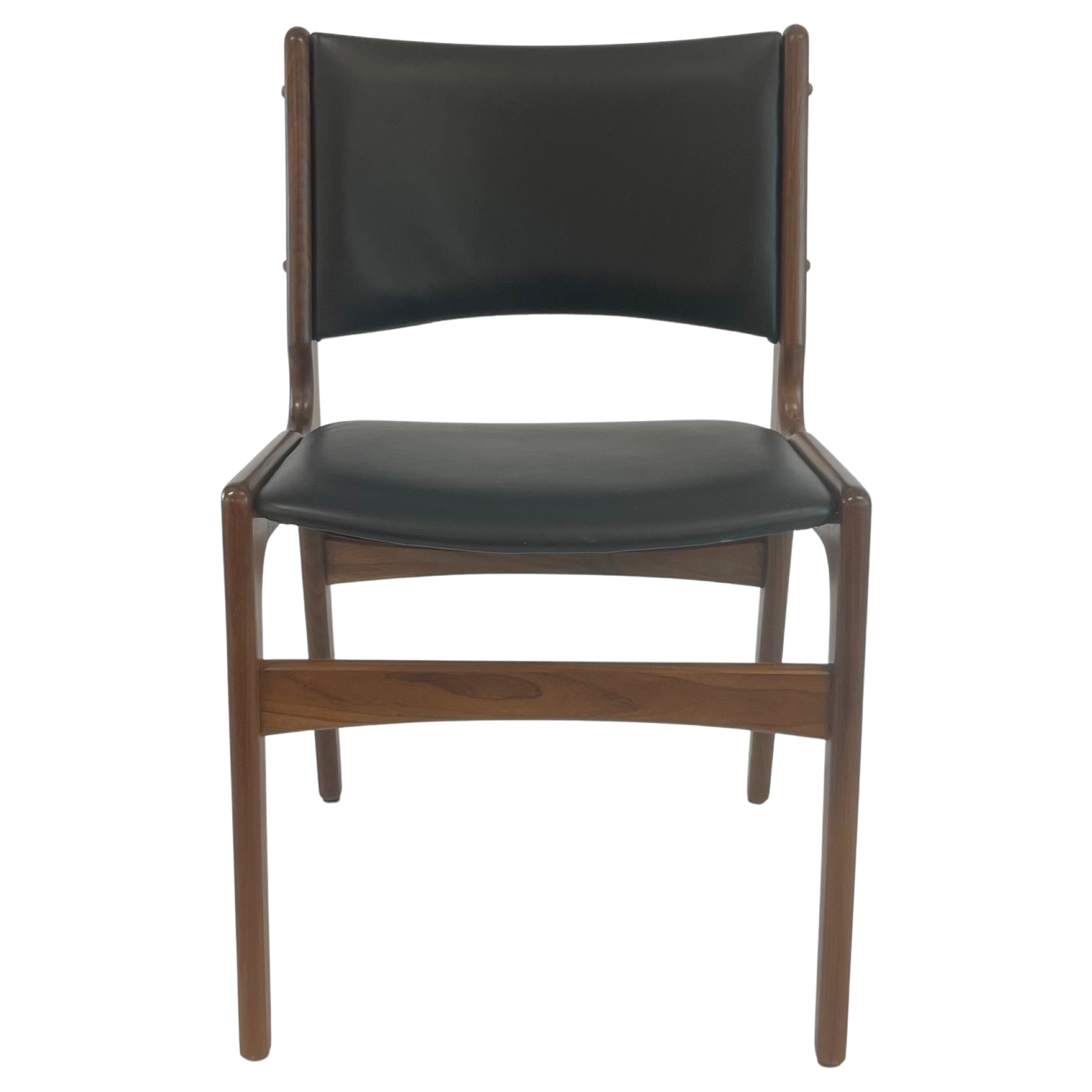 Teak Chair by Erik Buch in Black Leather
