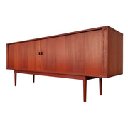 Teak Tambour-Door Credenza